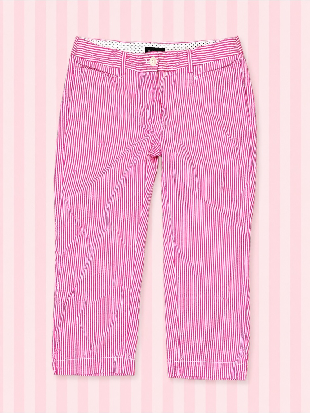 Talbots Perfect Skimmer 100% Cotton Pink & White Striped Capri Pants 🎀